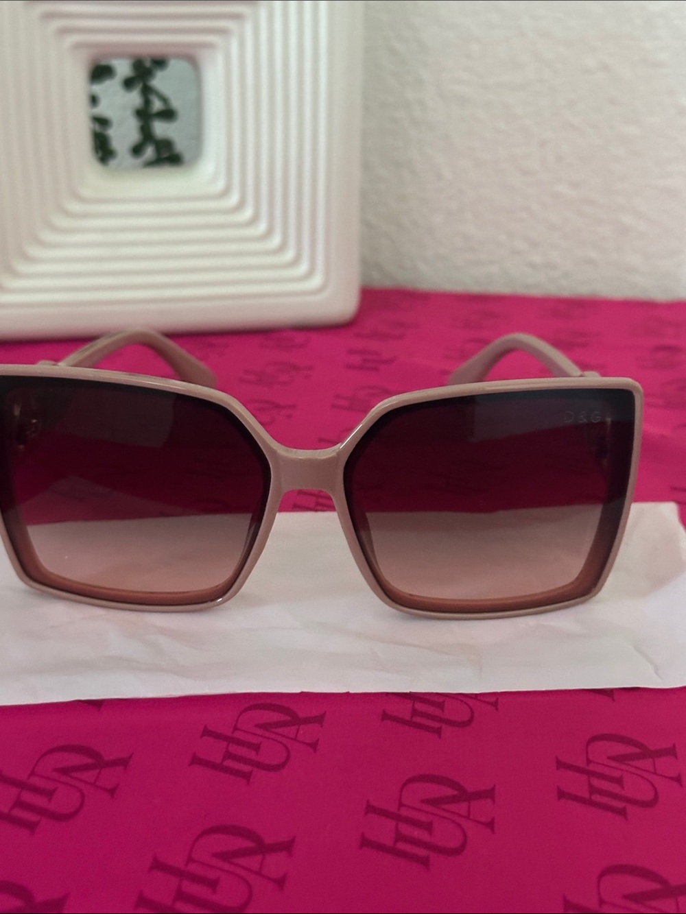 Beige Gradient Square Women's Sunglasses